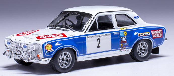 FORD ENGLAND ESCORT MKI RS 1600 (night version) N 2 WINNER RALLY IRELAND 1975 BILLY COLEMAN - PAUL PHELAN WHITE BLUE 1:43