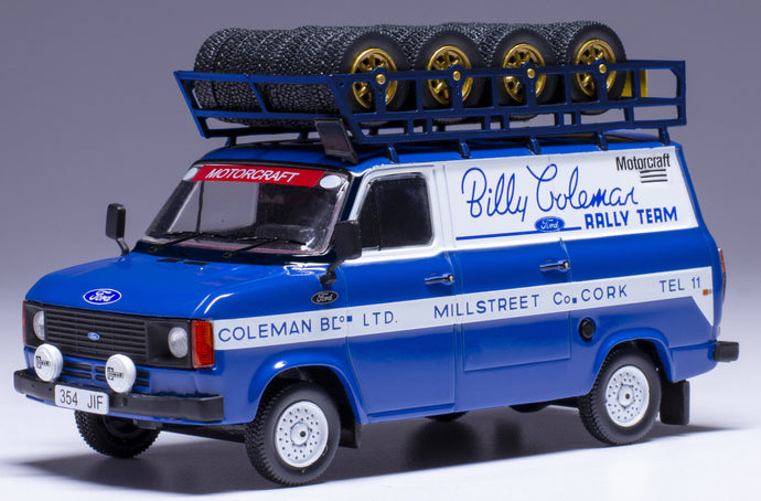 FORD ENGLAND TRANSIT MKI VAN TEAM BILLY COLEMAN RALLY ASSISTANCE 1975 BLUE WHITE 1:43