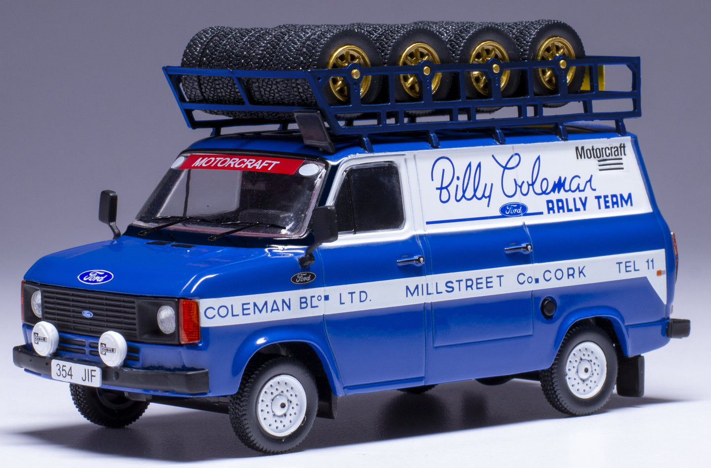 FORD ENGLAND TRANSIT MKI VAN TEAM BILLY COLEMAN RALLY ASSISTANCE 1975 BLUE WHITE 1:43