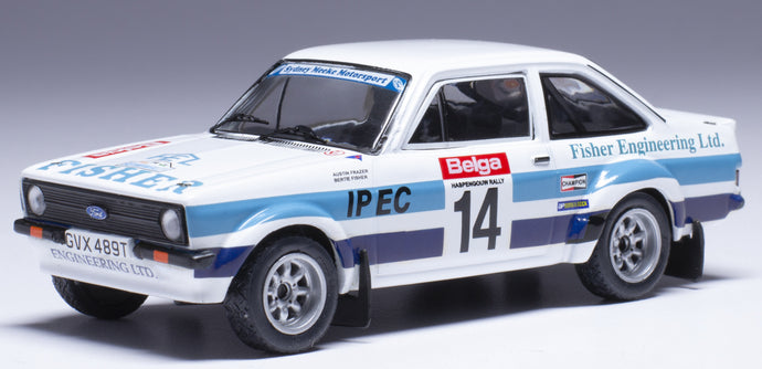 FORD ENGLAND ESCORT MKII RS 1800 N 14 RALLY HASPENGOUW 1981 BERTIE FISHER - AUSTIN FRAZER WHITE BLUE 1:43