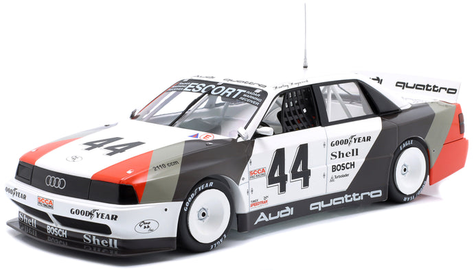 AUDI 200 QUATTRO TEAM AUDI SPORT N 44 WINNER TRANS-AM DALLAS 1988 HURLEY HAYWOOD WHITE GREY RED 1:18