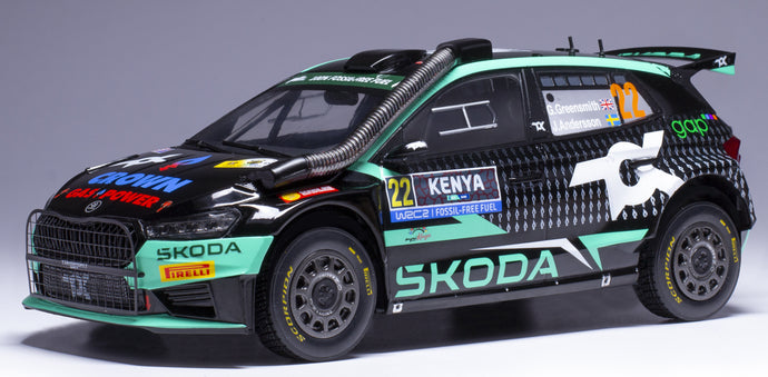 Skoda FABIA RALLY2 #22 GREENSMITH/ANDERSSON WINNER WRC2 SAFARI RALLY KENYA 2024 sort/turkis 1:18