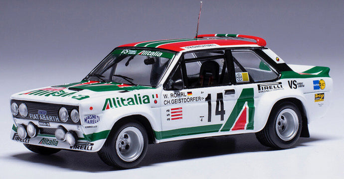 FIAT 131 ABARTH TEAM ALITALIA N 14 RALLY MONTECARLO 1981 DARIO CERRATO - LUCIANO GUIZZARDI WHITE GREEN RED 1:43
