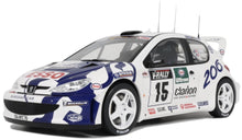 Indlæs billede til gallerivisning PEUGEOT 206 WRC TEAM PEUGEOT ESSO N 15 RALLY TOUR DE CORSE 1999 GILLES PANIZZI - HERVE PANIZZI WHITE BLUE 1:12