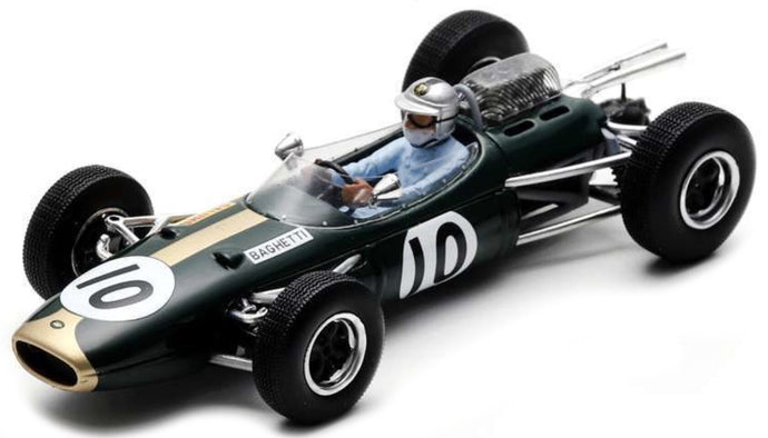 Brabham BT7 #10 GIANCARLO BAGHETTI ITALIAN GP 1965 mørk grøn/guld 1:43