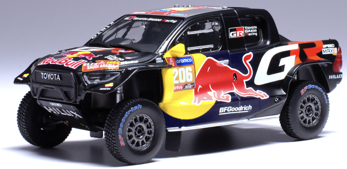 TOYOTA HILUX GR DKR EVO T1U PICK-UP TEAM GAZOO RACING N 206 RALLY DAKAR 2024 LUCAS MORAES - ARMAND MONLEON BLACK RED 1:43