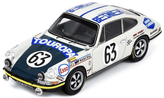 PORSCHE 911S COUPE 1991cc S6 TEAM M.MARTIN N 63 24h LE MANS 1969 RENE MAZZIA - PIERRE MAUROY BEIGE GREEN 1:43