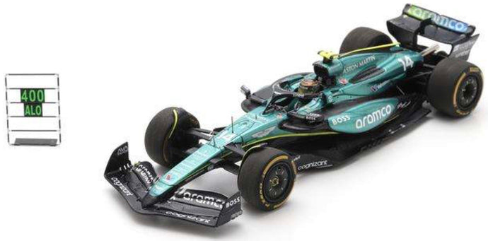 ASTON MARTIN F1 AMR24 TEAM ARAMCO COGNIZANT N 14 MEXICO GP WITH PIT BOARD AND SPECIAL BASE 2024 FERNANDO ALONSO GREEN BLACK 1:43