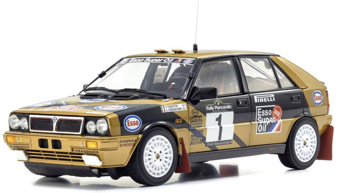 LANCIA DELTA HF INTEGRALE 4WD TEAM ESSO N 1 WINNER RALLY PIANCAVALLO 1987 FABRIZIO TABATON - LUCIANO TEDESCHINI BLACK GOLD 1:18