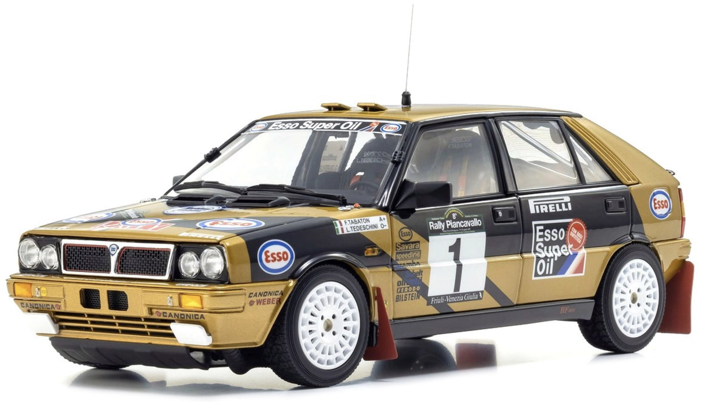 LANCIA DELTA HF INTEGRALE 4WD TEAM ESSO N 1 WINNER RALLY PIANCAVALLO 1987 FABRIZIO TABATON - LUCIANO TEDESCHINI BLACK GOLD 1:18