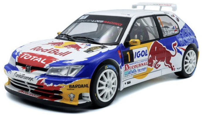 Peugeot 306 MAXI #1 LOEB/ELENA RALLY DU VAR 2017 hvid/blå/rød/gul 1:18