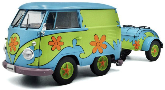 VOLKSWAGEN T1 VAN KOOL COMBI GHOSTHUNTERS MACHINE WITH TRAILER 1950 BLUE GREEN 1:18