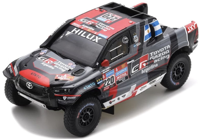 TOYOTA HILUX PICK-UP TEAM OVERDRIVE TOYOTA N 220 7th RALLY DAKAR 2023 JUAN CRUZ YACOPINI - DANIEL OLIVERAS CARRERAS BLACK RED 1:43