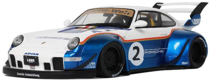 PORSCHE 911 993 RWB LIBERTY WALK N 2 RACING 2004 BLUE WHITE 1:18