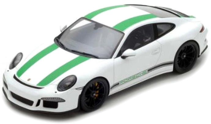 PORSCHE  911 R 2016 WHITE W/GREEN STRIPES 1:12