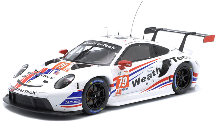 PORSCHE 911 991 RSR-19 4.2L TEAM WEATHERTECH RACING N 79 2nd LMGTE AM CLASS 24h LE MANS 2022 COOPER MACNEIL - JULIEN ANDLAUER - THOMAS MERRIL WHITE 1:18
