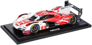 PORSCHE 963 9RD 4.6L TURBO V8 TEAM PORSCHE PENSKE MOTORSPORT N 6 4th 24h LE MANS (POLE POSITION) 2024 KEVIN ESTRE - ANDRE LOTTERER - LAURENS VANTHOOR WITH SHOWCASE RED WHITE BLACK 1:18