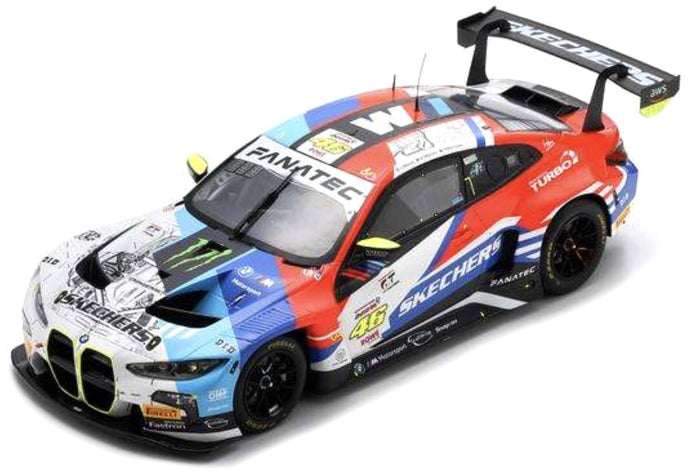 BMW 4-SERIES M4 GT3 TEAM WRT N 46 24h SPA 2024 VALENTINO ROSSI - MAXIME MARTIN - RAFFAELE MARCIELLO WHITE BLUE RED 1:18