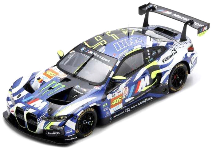 BMW M4 GT3 #46 VALENTINO ROSSI/AL HARTHY/MARTIN 24H LE MANS 2024 blå/sort/hvid/gul 1:18