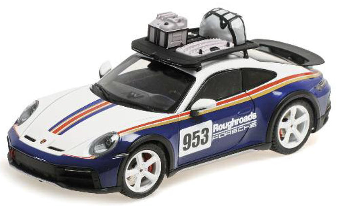 PORSCHE 911 992 N 953 RALLY DAKAR ROUGHROADS COUPE 2023 WHITE BLUE 1:18