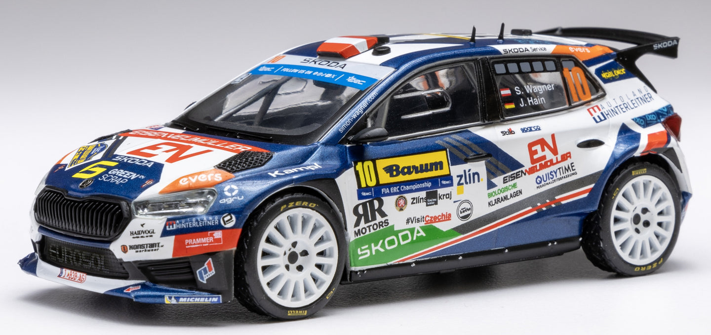 SKODA FABIA RALLY2 EVO TEAM EUROSOL RACING HUNGARY N 10 2th RALLY BARUM 2024 SIMON WAGNER - JARA HAIN VARIOUS 1:43