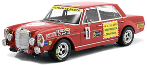 MERCEDES BENZ 300 SEL 6.8 TEAM MERCEDES AMG N 1 24h NURBURGRING 1972 HANS HEYER - THOMAS BETZLER RED 1:18