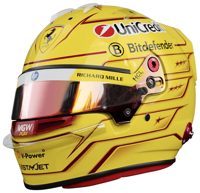 HELMET LEWIS HAMILTON - SCUDERIA FERRARI HP - FIORANO TEST 2025 gul/rød 1:5