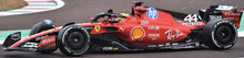 Indlæs billede til gallerivisning FERRARI F1 SF-23 TEAM SCUDERIA FERRARI HP N 44 TEST FIORANO (WITH RAIN TIRES - FULL WET) 2025 LEWIS HAMILTON WITH SHOWCASE RED BLACK 1:18
