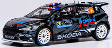 Indlæs billede til gallerivisning SKODA FABIA RS RALLY2 TEAM SKODA MOTORSPORT N 23 RALLY MONTECARLO 2025 GUS GREENSMITH - KONSTANTIN ALEKSANDROV BLACK WHITE 1:43