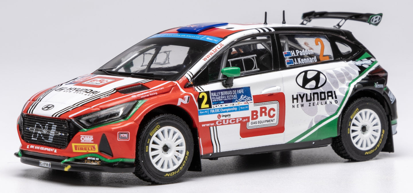 HYUNDAI i20 N RALLY2 TEAM BRC RACING N 2 WINNER RALLY SERRAS DE FAFE 2023 HAYDEN PADDON - JOHN KENNARD WHITE GREEN RED 1:43