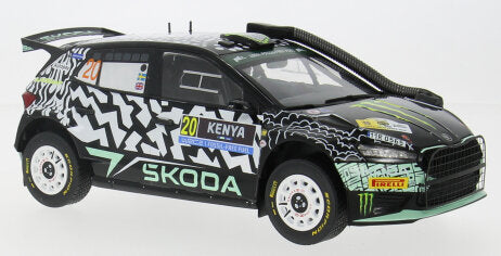 SKODA FABIA RALLY2 EVO TEAM TOKSPOT WRT N 20 RALLY SAFARI KENYA 2024 (snorkel) OLIVER SOLBERG - ELLIOT EDMONDSON BLACK WHITE 1:18