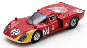 ALFA ROMEO T33.2 TEAM AUTODELTA SPA N 22 24h DAYTONA 1968 MARIO CASONI - TEODORO ZECCOLI - GIAMPIERO BISCALDI RED YELLOW 1:43