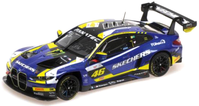 BMW 4-SERIES M4 GT3 TEAM WRT N 46 4h LE CASTELLET 2024 VALENTINO ROSSI - MAXIME MARTIN - RAFFAELE MARCIELLO BLUE YELLOW BLACK 1:43