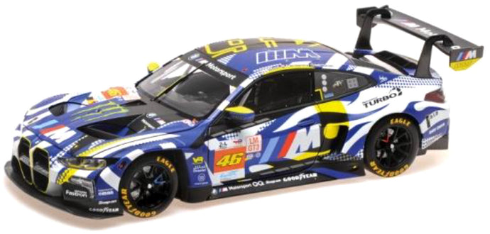 BMW 4-SERIES M4 GT3 TEAM WRT N 46 24h LE MANS 2024 VALENTINO ROSSI - MAXIME MARTIN - AHMAD AL HARTHY BLUE WHITE BLACK 1:43