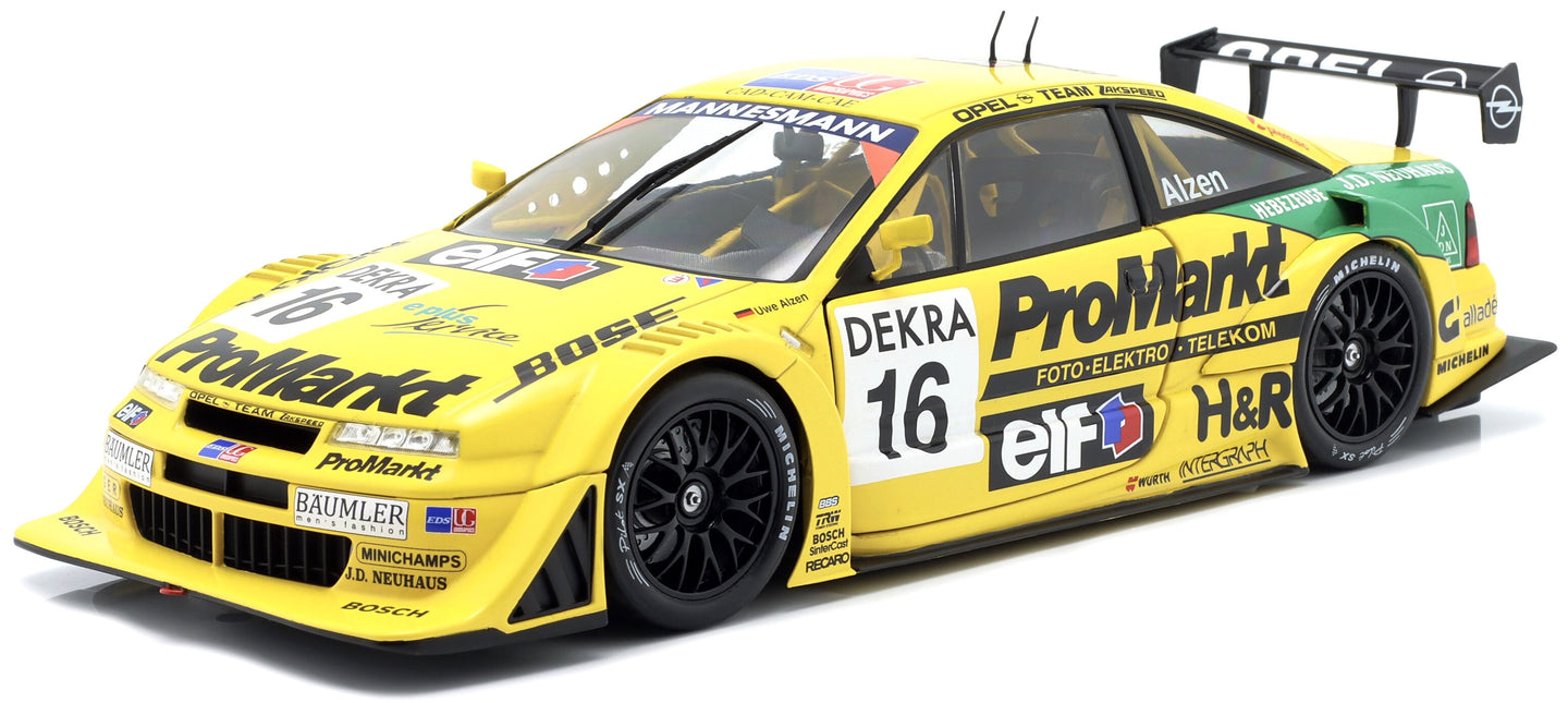 OPEL CALIBRA V6 4x4 TEAM OPEL ZAKSPEED N 16 ITC SEASON 1996 UWE ALZEN YELLOW GREEN 1:18