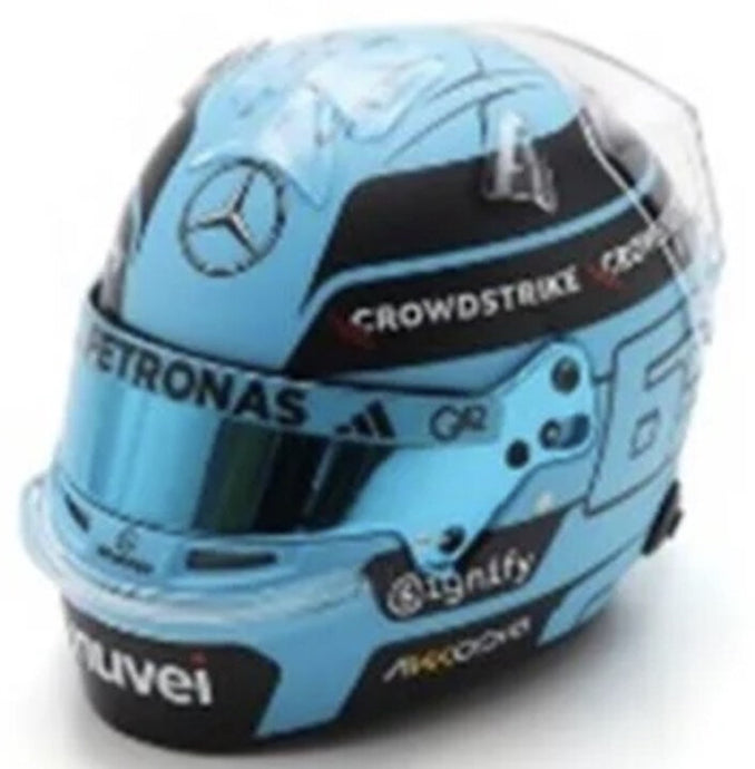BELL HELMET CASCO HELMET F1 GEORGE RUSSELL F1 TEAM MERCEDES AMG N 63 SEASON 2025 LIGHT BLUE 1:5