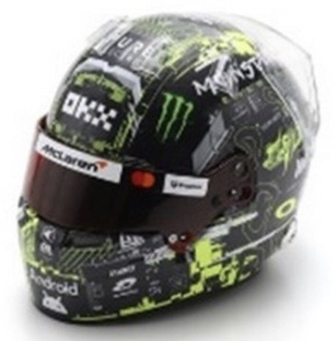 McLAREN FORMULA 1 TEAM - LANDO NORRIS TEST HELMET 2025 sort/gul 1:5