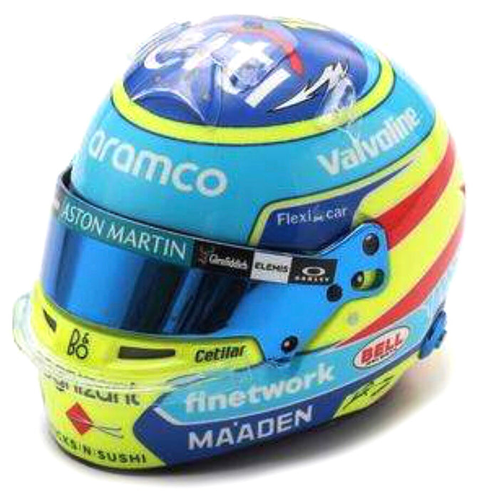 ASTON MARTIN ARAMCO FORMULA ONE TEAM - FERNANDO ALONSO HELMET 2025 blå/gul/rød 1:5