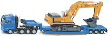 Indlæs billede til gallerivisning Man TG-A HEAVY HAULAGE TRANSPORTER + LOW LOADER + LIEBHERR GRAAFMACHINE blå/gul/grå 1:87