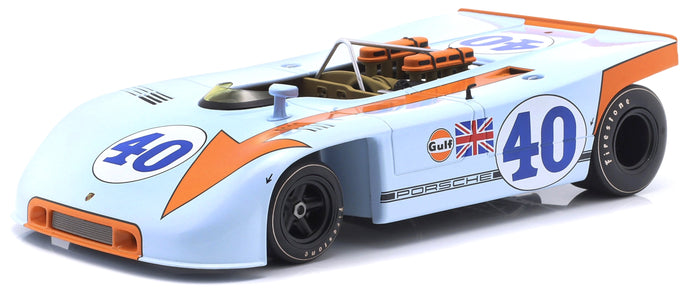 PORSCHE 908/03 SPIDER TEAM JOHN WYER AUTOMOTIVE ENGINEERING GULF N 40 2nd TARGA FLORIO 1970 PEDRO RODRIGUEZ - LEO KINNUNEN LIGHT BLUE ORANGE 1:18