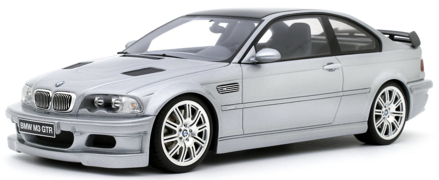 BMW E46 M3 GTR STREET TITAN 2001 sølv/kulstof 1:18