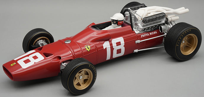 FERRARI 312 F1-67 N.18 MONACO GP 1967 L.BANDINI C/VETRINA E PILOTA 1:18