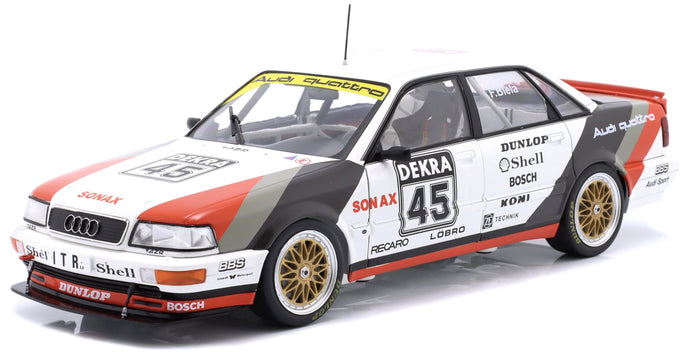 AUDI V8 QUATTRO TEAM AZR N 45 CHAMPION DTM SEASON 1991 FRANK BIELA WHITE RED BLACK 1:18