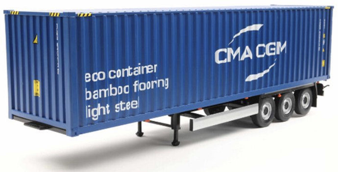 CONTAINER TRAILER + CONTAINER CMA / CGM blå 1:24