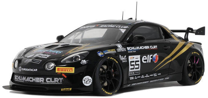 ALPINE A110 GT4 TEAM SCHUMACHER CLRT N 55 GT4 EUROPEAN SERIES SEASON 2024 PASCAL HUTEAU - LAURENT HURGON BLACK GOLD 1:18