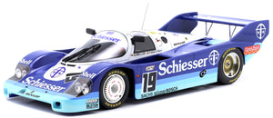 PORSCHE 956B 2.6L TURBO TEAM BRUN MOTORSPORT N 19 1000km SPA 1985 STEFAN BELLOF - THIERRY BOUTSEN 2 TONE BLUE WHITE 1:12