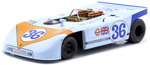 PORSCHE 908/03 SPIDER TEAM JOHN WYER AUTOMOTIVE ENGINEERING GULF N 36 TARGA FLORIO 1970 RICHARD ATTWOOD - BJORN WALDEGAARD LIGHT BLUE ORANGE 1:18
