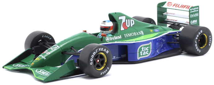 JORDAN F1 191 TEAM 7up JORDAN N 32 FIRST F1 RACE BELGIUM GP 1991 MICHAEL SCHUMACHER GREEN BLUE 1:18