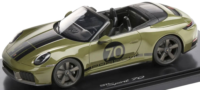 PORSCHE 911 992 CABRIOLET OPEN SPIRIT 70 2025 OLIVE NEO GREEN BLACK 1:18