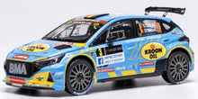 Indlæs billede til gallerivisning HYUNDAI i20 N RALLY2 N 3 2nd RALLY SPA 2024 CEDRIC CHERAIN - DAMIEN WITHERS LIGHT BLUE YELLOW 1:43